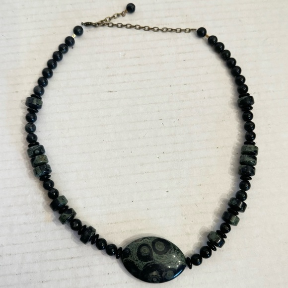 Stunning Natural Kambaba Jasper Gemstone Necklace Vintage Beaded Statement RARE - Picture 3 of 16